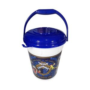 Disney Cruise Line Treasure Bucket Blue Lid Handle Peter Pan Mickey Donald Dumbo